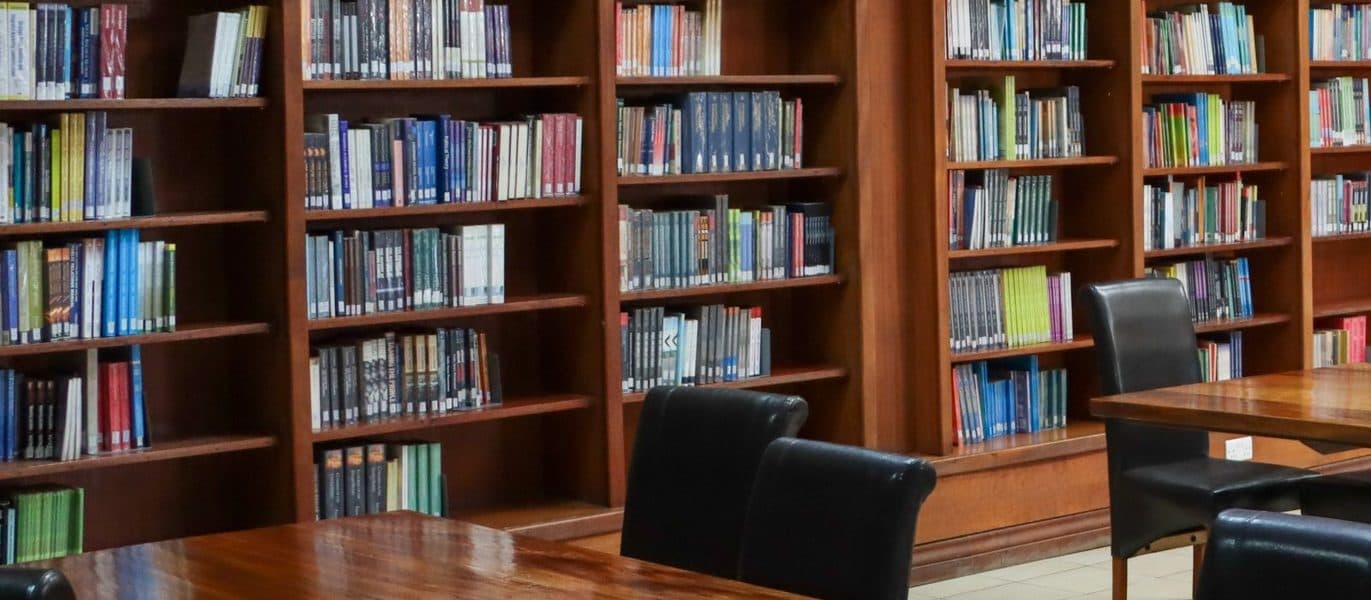 Book stacks in Riara University Library